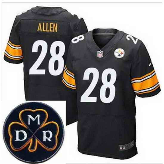 Men's Nike Pittsburgh Steelers #28 Cortez Allen Black Team Color Stitched NFL Elite MDR Dan Rooney Patch Jersey